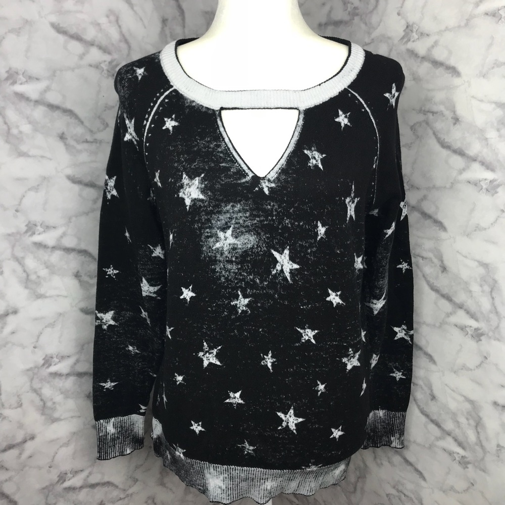 Torrid Distressed Star Print Cutout Sweater